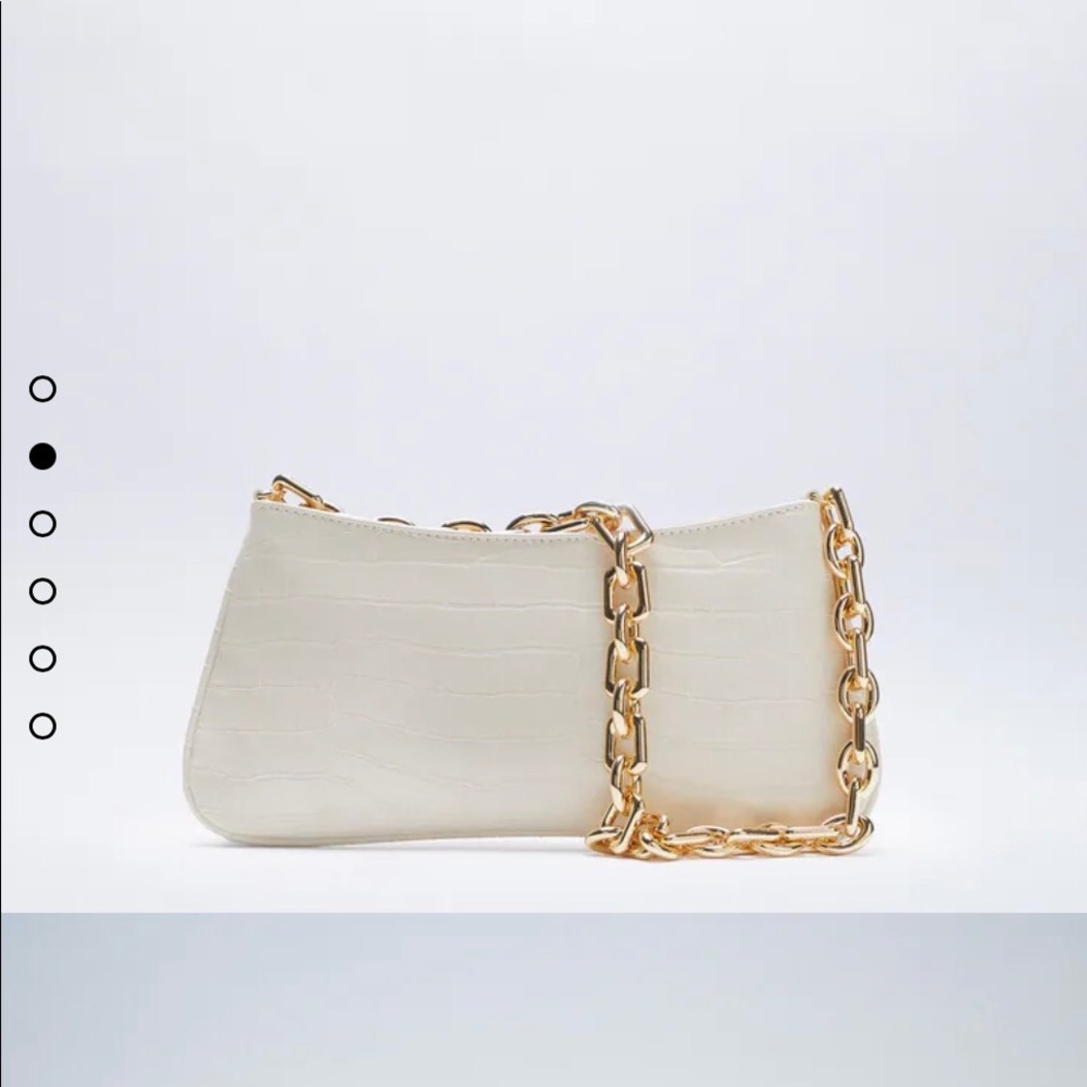 Zara Chain Strap Animal Embossed Should Bag White